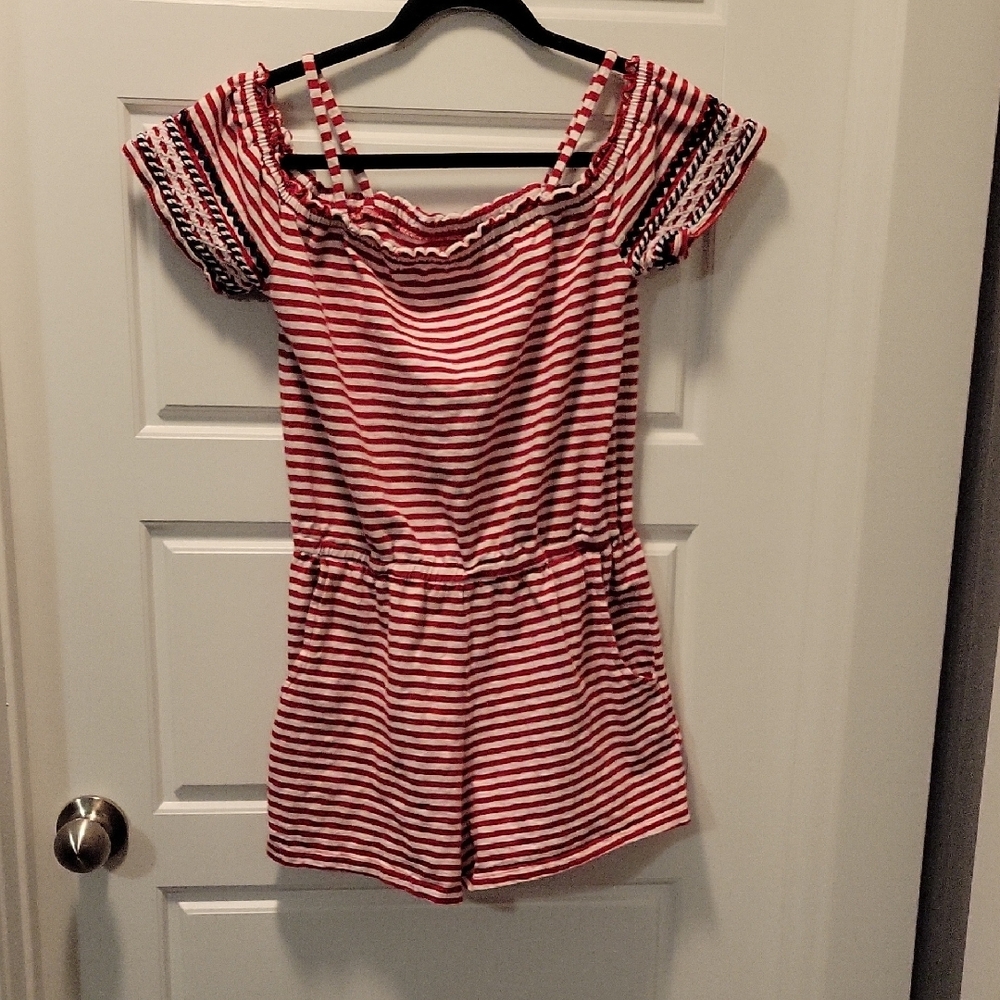 Cat & Jack Red and White Striped Jumpsuit